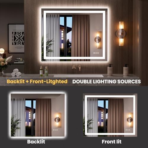 LOAAO 39.4"x31.5" LED Bathroom Mirror - Image 5