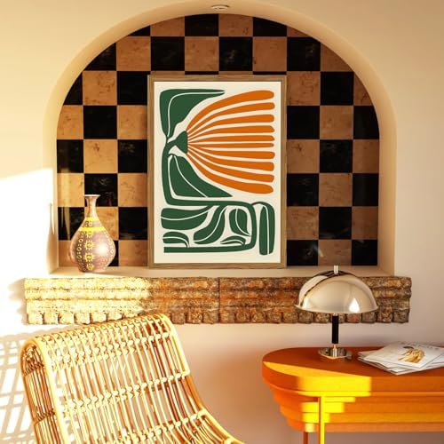 Framed Boho Floral Wall Art, Mid Century Modern Flower Canvas Wall Decor - Image 5