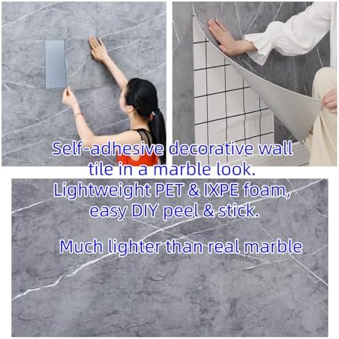 Haimin 3D Wall Panels Peel and Stick Marble Look Tile Backsplash, 20 Pack - Image 3