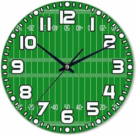 American Football Field wall Clock 10 inch Round Silent Non Ticking Wood Wall by NOMEDOGYIM