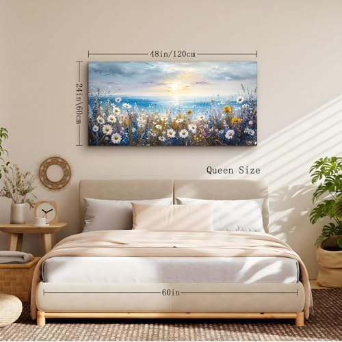 crmotu Modern Coastal Wall Decor, Daisy Wildflowers Art Prints 24X48 In - Image 5