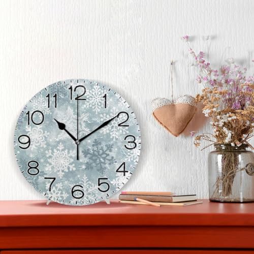 ALAZA Silver Snowflakes Winter Christmas Wall Clock Battery Operated Non - Image 2