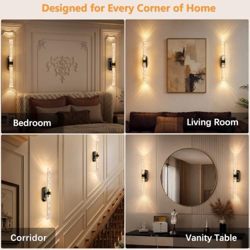 Crystal Battery Operated Wall Sconces Set of 2 - Image 6