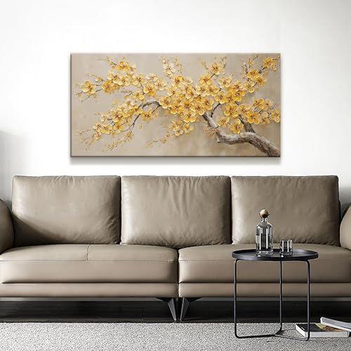 Gold Yellow Tree Flowers Wall Art Decor 20"x40" Canvas Wall Art - Image 4