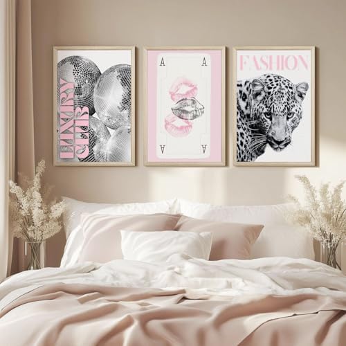 Pink Leopard Trendy Wall Art Cheetah Black White Canvas Wall Decor Fashion - Image 6