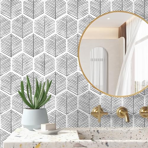 MelunMer Grey Modern Peel and Stick Wallpaper Boho Removable 17.3''×590'' - Image 6