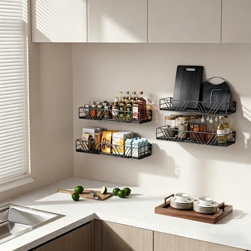 Floating Shelves for Wall, 4 Sets Rustic Shelf - Image 5