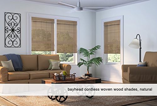 Cordless Woven Wood Roman Shades, 27W x 36H, Bayhead Natural, Sizes 20-72 Wide - Image 3
