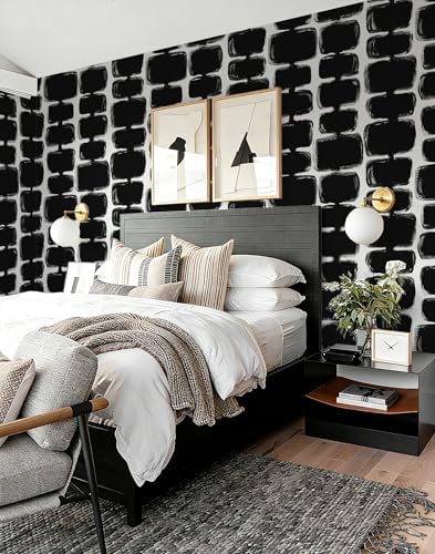 Safiyya 17.3"x393" Peel and Stick Wallpaper Black and White Contact Paper Mid - Image 4