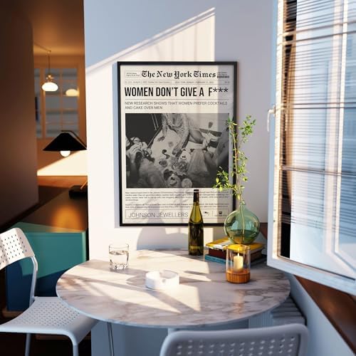 Vintage Black And White Wall Art 12x18in Black Framed Trendy Girly Newspaper - Image 3