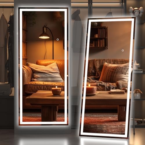 Hasipu Full Length Mirror with Lights, Full Body Dressing Hanging Mounted Mirror by Whatssuitableisthebest