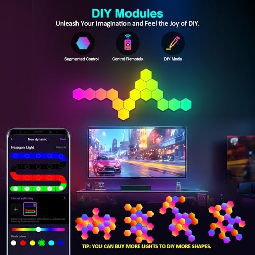 20-Pack Hexagon Light Panels – Smart RGB LED Wall Lights - Image 2