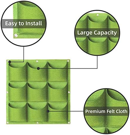 Hanging Planting Grow Bags, 9 Pockets Hanging Vertical Wall Planter Wall - Image 4