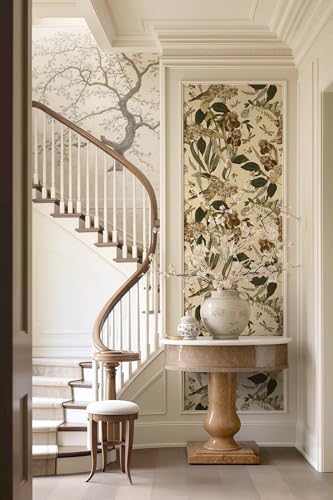 Beige Floral Bird Peel and Stick Wallpaper - Image 2