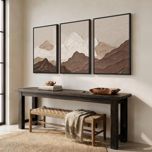 Framed Brown Abstract Mountain Wall Art - Image 2
