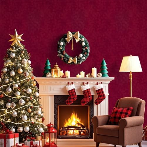 VEELIKE Retro Red Velvet Wallpaper Peel and Stick Self Adhesive Soft Felt Liner - Image 6