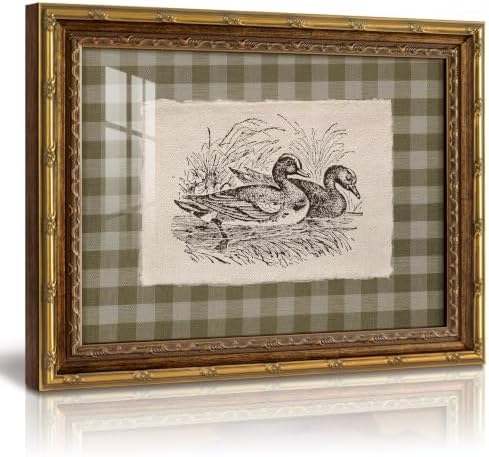 InSimSea Gold Framed Duck Wall Art, Sketch Animal Canvas Print, 13x16 In by InSimSeaArt