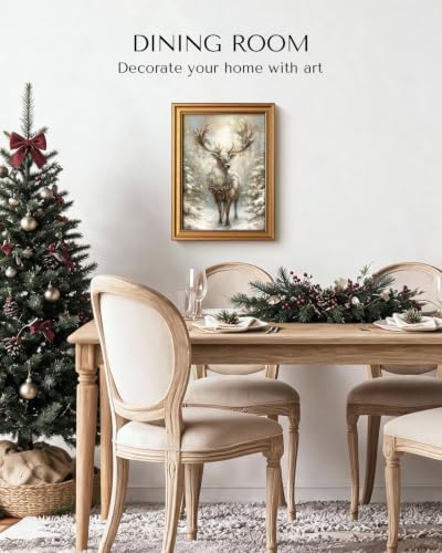 VIYYIEA Christmas Reindeer Wall Art Vintage Winter Deer Painting 12x16 Inch - Image 4