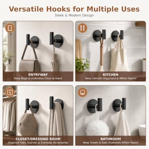 Self-Adhesive Coat Hooks, Stainless Steel Heavy Duty Wall Hooks, Towel Hooks - Image 4