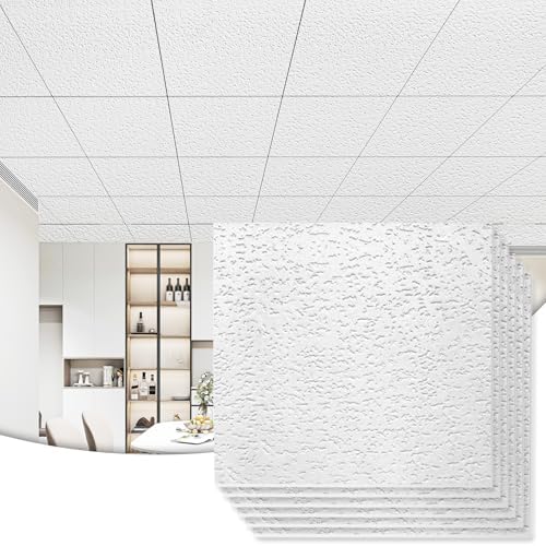 Art3d 12-Pack Stucco Texture Drop Ceiling Tiles, No Sag and Breakage by Art3d