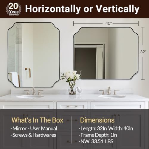 ANDY STAR 32"x40" Chrome Bathroom Scalloped Mirror - Image 2