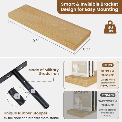 Floating Shelves for Wall, Wall Mounted Wood Shelves - Image 3