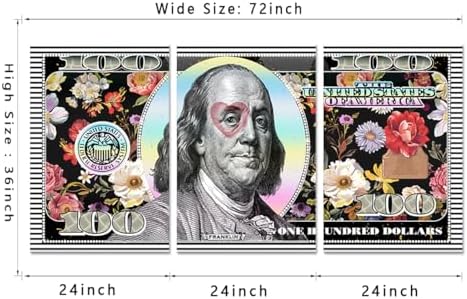 Yatsen Bridge Money Wall Art 3 Panels 100 Dollar Bill Pictures Wall Decor - Image 5