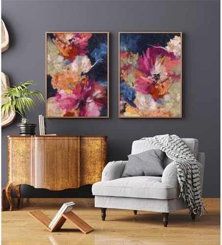 Colorful Abstract Wall Art Decor Modern Flower Canvas Wall Art Abstract Flower by Youillne