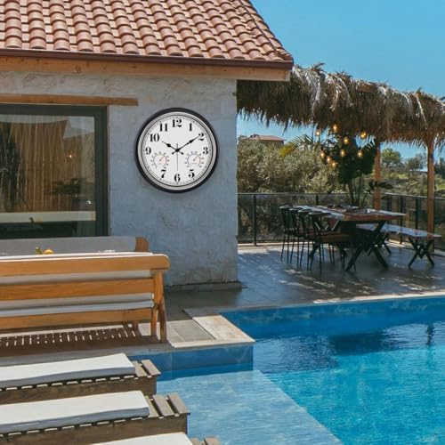 45MinST 16 Inch Silver Vintage Large Indoor/Outdoor Waterproof Wall Clock - Image 3