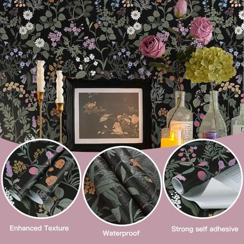 Dimoon 17.3" X 236" Peel and Stick Wallpaper Floral Contact Paper Wall Art - Image 2