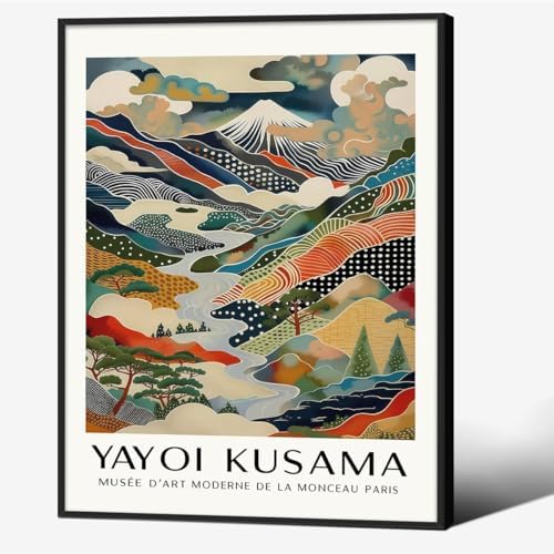 Black Framed Wall Art Yayoi. Kusama Posters Vintage Japanese Canvas Prints by Unknown