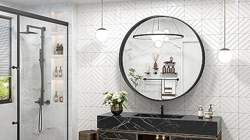 TokeShimi 40 Inch Round Black Bathroom Mirror - Image 2