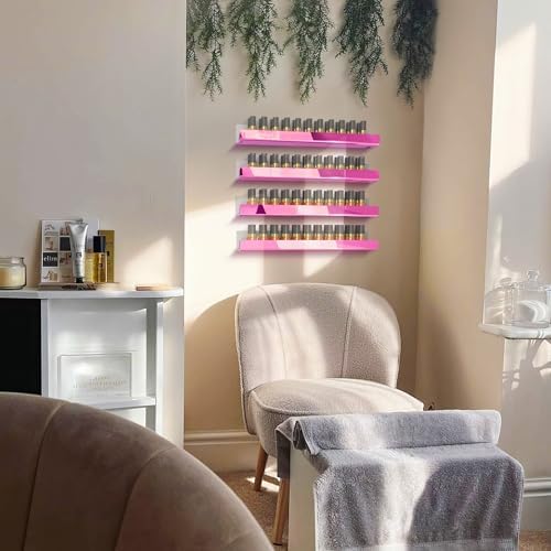 4 Pack 15 Inch Pink Reflective Acrylic Floating Wall Shelves - Image 5