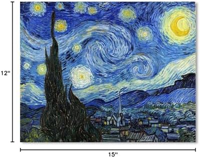 1 KINGO Van Gogh Canvas Wall Art Starry Night Landscape Painting 12" x 15" - Image 7