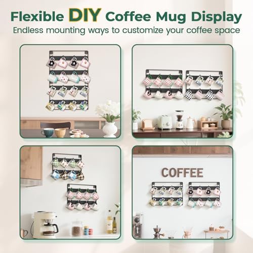 EsLuker.ly Mug Holder Hanger Cup Display Rack Wall Mounted, 2 Pack Black - Image 6