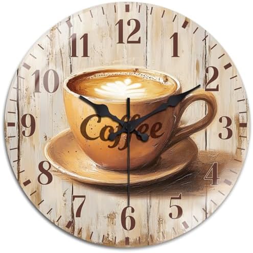 peacoblue Coffee Wall Clocks Battery Operated by PEACOBLUE