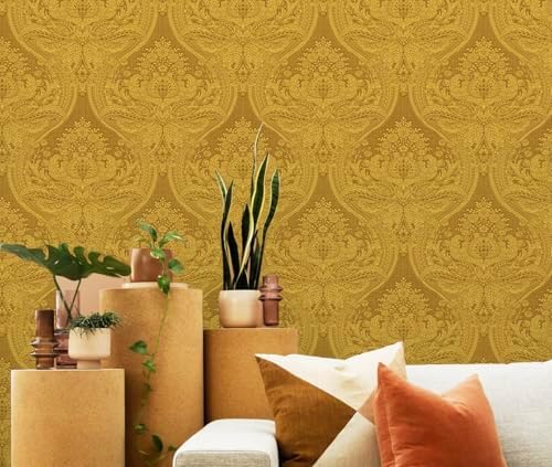 Blooming Wall Damasks Flocking Embossed Textured Wallpaper Roll - Image 3