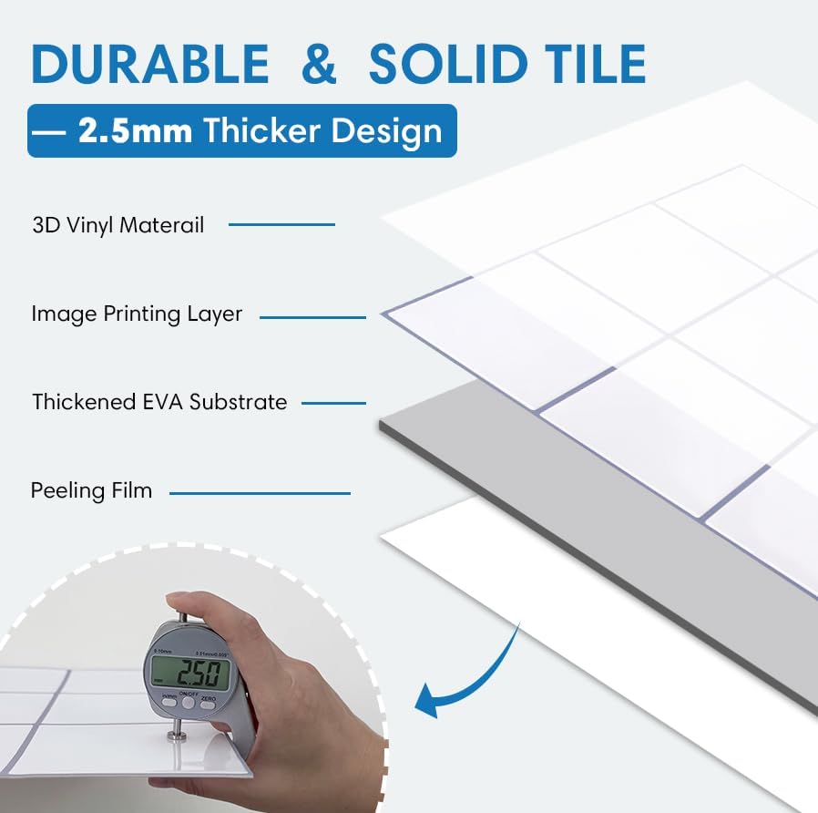 COMSTICKC Thicker Peel and Stick 3D Backsplash Tiles Kitchen Bathroom - Image 5