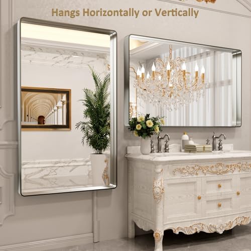 LOAAO 60X36 Inch Brushed Nickel Bathroom Mirror - Image 4