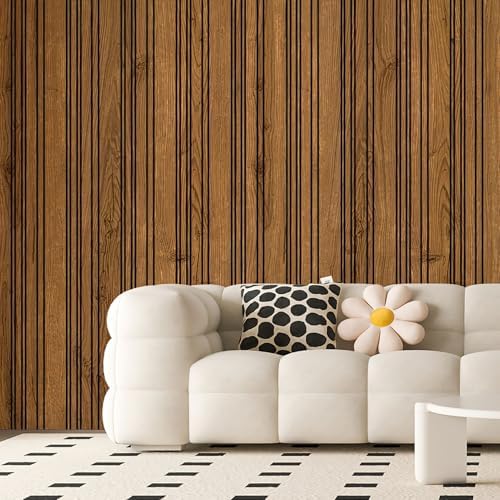 Art3d 104 x 12 Inch Wood Grain Wainscoting Wall Panel, Natural Teak - Image 2