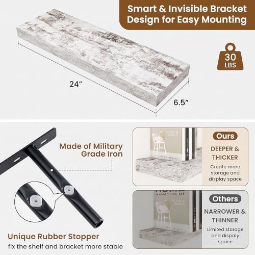 Floating Shelves for Wall, Wall Mounted Wood Shelves - Image 3