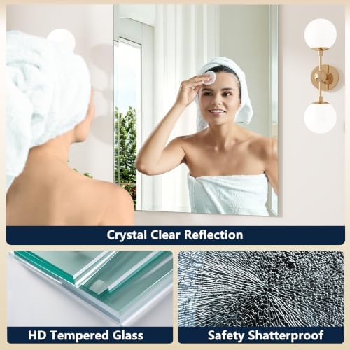 36" x 24" Beveled Edge Frameless Rectangle Mirror - Image 4
