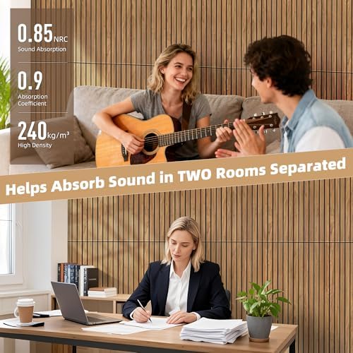 TO-TH Acoustic Panels Decorative Soundproof Wall Panel 4 Pack, Rustic Teak - Image 4