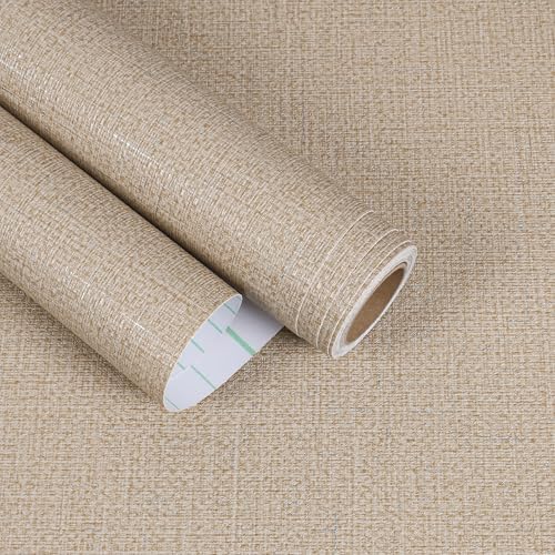 Beige Grasscloth Wallpaper Textured Woven Peel and Stick Wallpaper 15.7"x472" by EaseStick