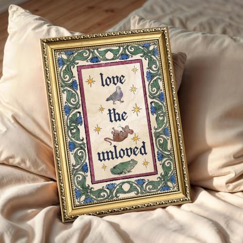 Gold Framed Gothic Love Wall Art, “Love the Unloved” Animal Print - Image 2