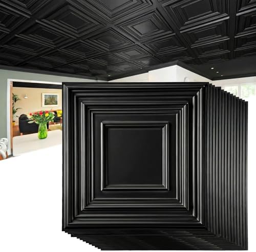 Nuanchu 60 Pcs Drop Ceiling Tiles 12x12 Inch, Glue up PVC Wall Panels by Nuanchu