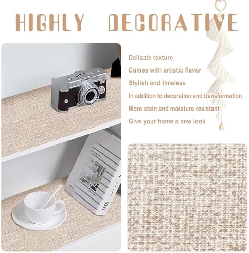 Amiya Grasscloth Khaki Wallpaper Peel and Stick Tan Faux Fabric Linen Contact - Image 5