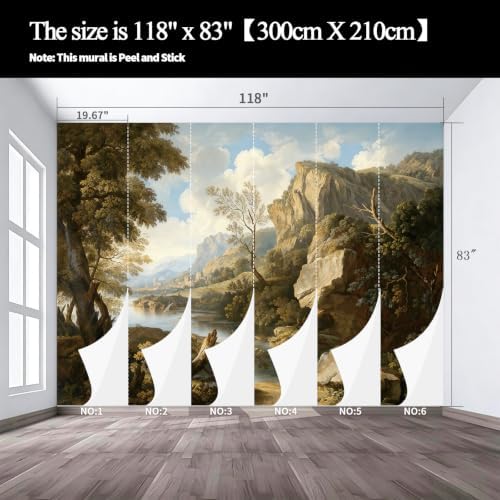 Lush Ancient Trees and shrubs Landscape Oil Painting Style self-Adhesive Mural - Image 3