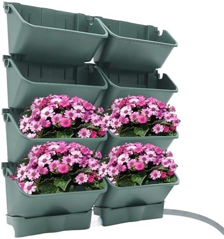 Wall Mounted Planters 8 Pots, Self Watering Vertical Garden Planters by Unknown