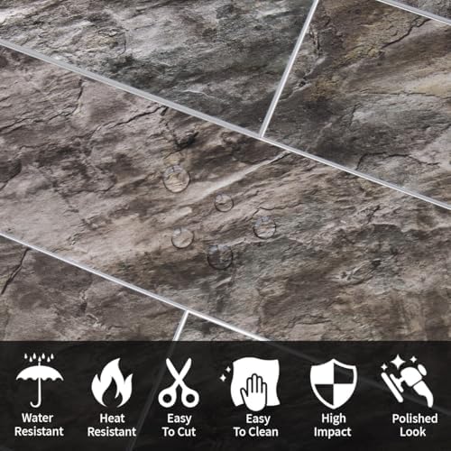 AULIGET 4-Piece Polished Brown Peel and Stick Backsplash Wall Tiles, Laundry - Image 4